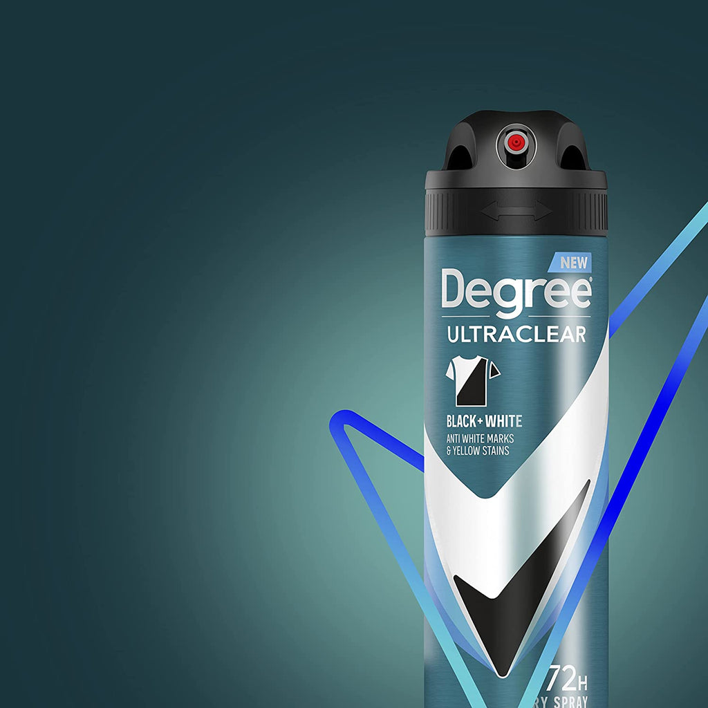 Degree Men Antiperspirant Spray Black + White 3 Count Protects from Deodorant Stains Instantly Dry Spray Deodorant 3.8 Oz