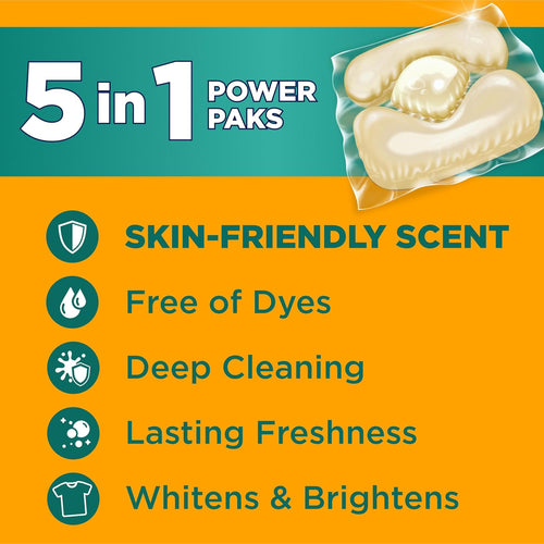 ARM & HAMMER Sensitive Skin Laundry Detergent with Hypoallergenic Fresh Scent, 5-IN-1 Power Paks, 42 Ct