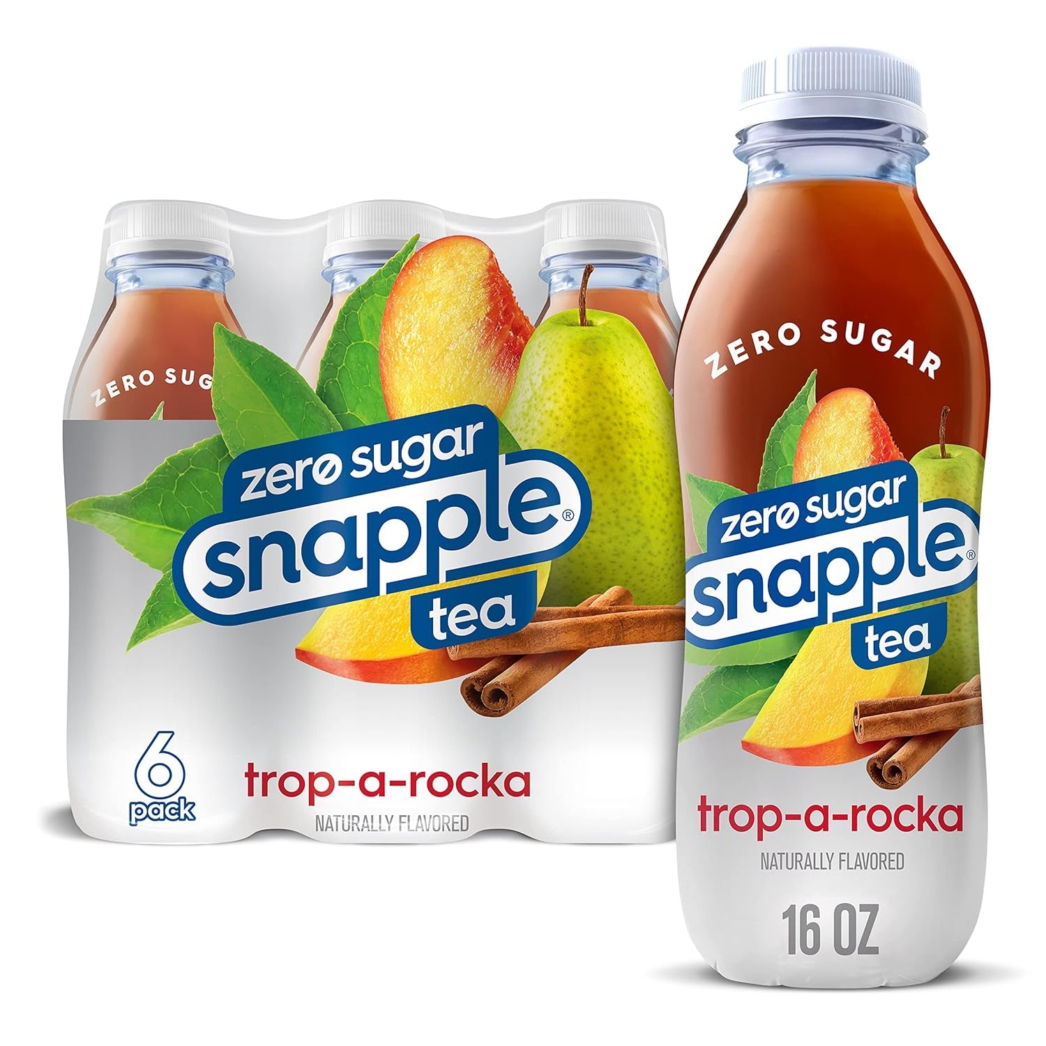 Snapple Zero Sugar Peach Tea, 16 Fl Oz Recycled Plastic Bottle (Pack of 12)