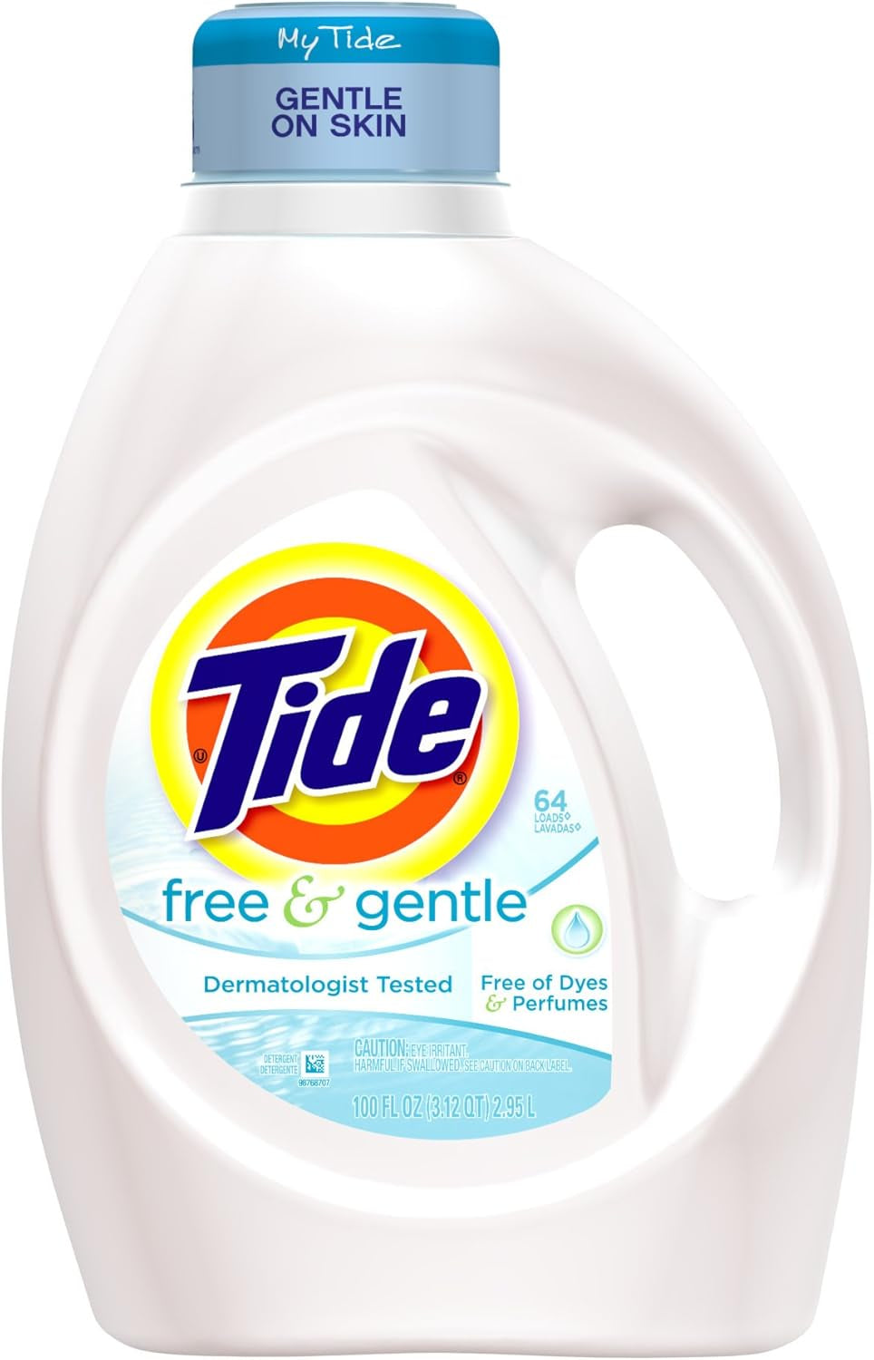 Tide Free & Gentle Liquid Laundry Detergent, 100 Loads, 132 Fl Oz, Tide Laundry Detergent, Clean Laundry Detergent