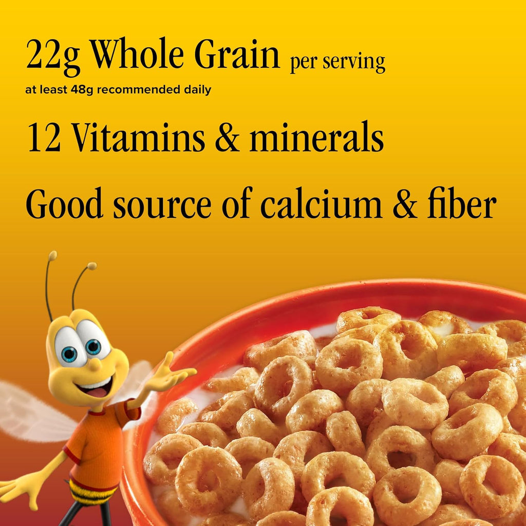 Honey Nut Cheerios, Heart Healthy Gluten Free Breakfast Cereal with Whole Grain Oats, Family Size, 18.8 Oz