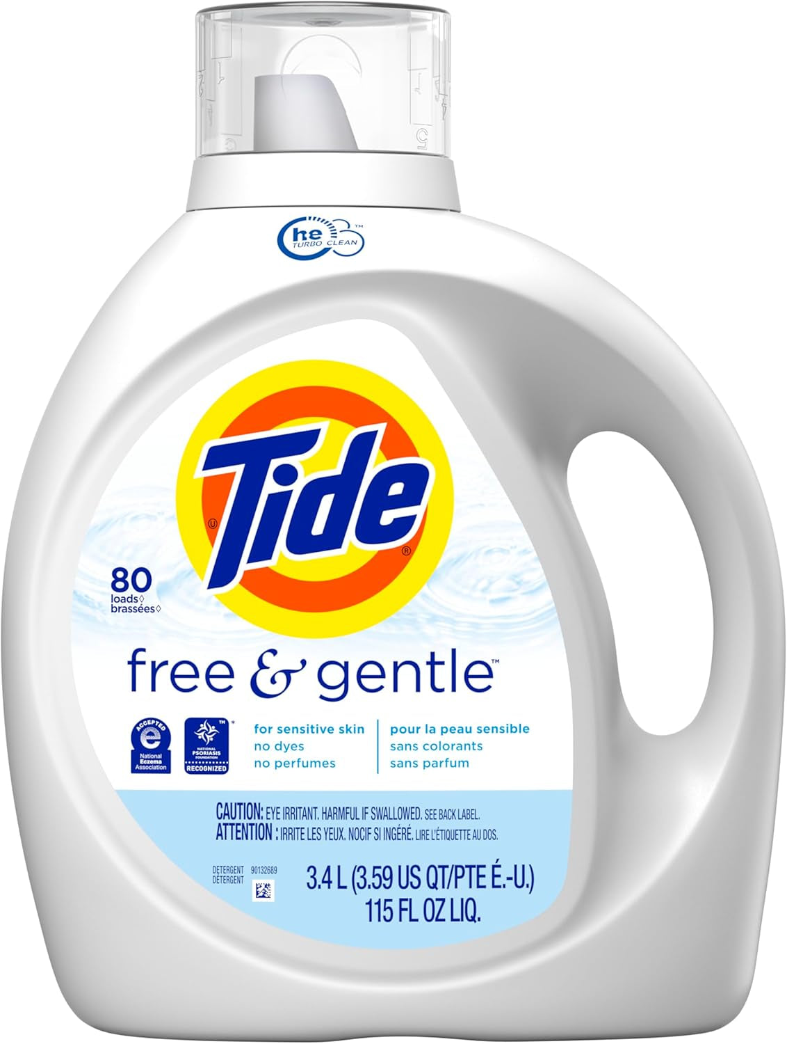 Tide Free & Gentle Liquid Laundry Detergent, 100 Loads, 132 Fl Oz, Tide Laundry Detergent, Clean Laundry Detergent
