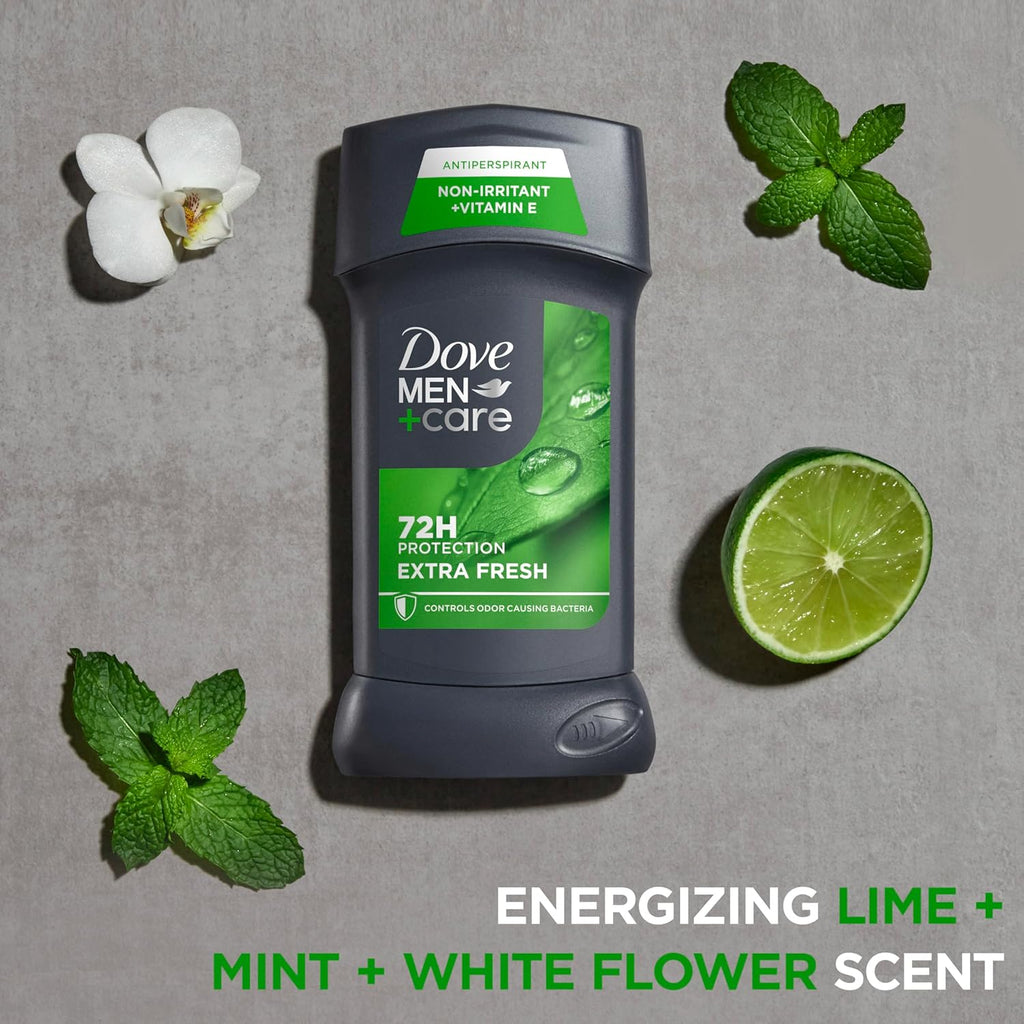 Dove Men+Care Extra Fresh Men'S Antiperspirant Deodorant Stick Extra Fresh Twin Pack with 72-Hour Sweat & Odor Protection with 1/4 Moisturizing Cream & Long-Lasting Citrus Scent 2.7 Oz