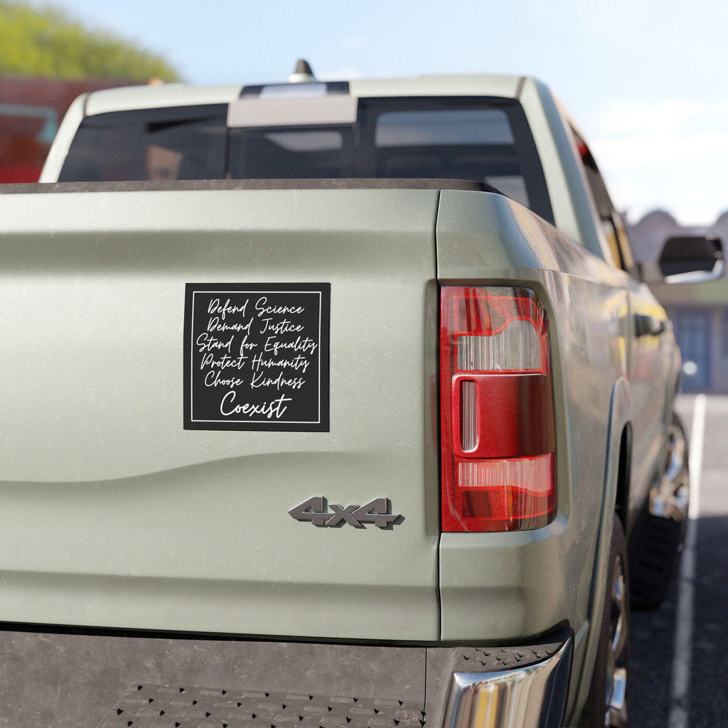 Coexist Magnet – Defend Science, Justice, Equality, Humanity and Choose Kindness Car  Bumper Magnet